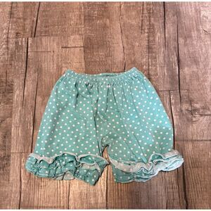 Girls Teal Polka Dot Ruffle Shorts Size 6-7 Cute Comfy Summer Playwear